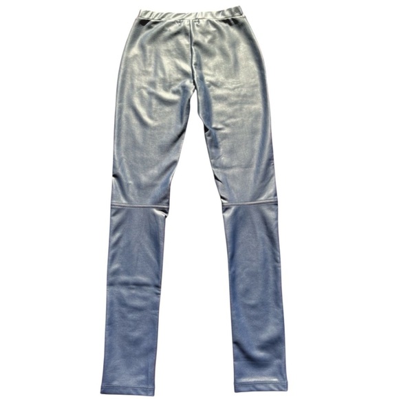 Generation Love Vegan Faux Leather Blue Stretch Leggings Size XXS - Picture 2 of 10